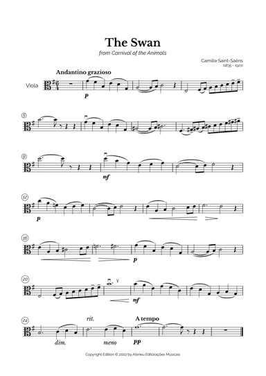 The Swan for Intermediate Viola