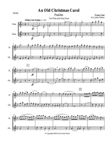 Franz Liszt "Christmas Tree Suite" for Flute and Oboe Duet