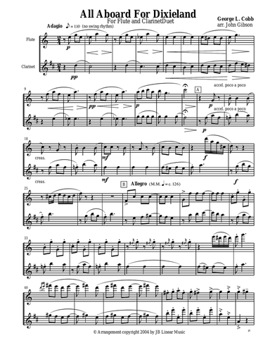 All Aboard for Dixieland for Flute and Clarinet Duet