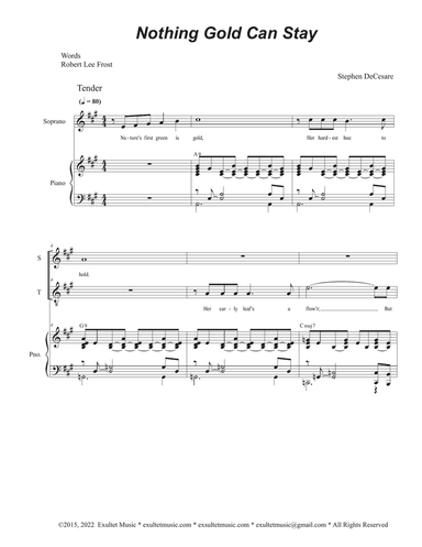 Nothing Gold Can Stay (2-part choir - (Soprano and Tenor)