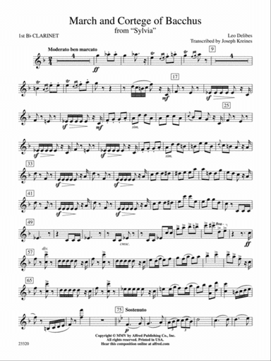March and Cortege of Bacchus: 1st B-flat Clarinet