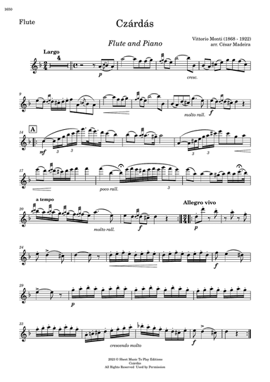 Czardas - Flute and Piano (Individual Parts)