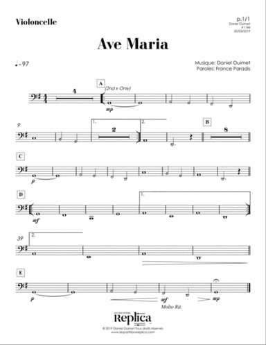 AVE MARIA - VIOLONCELLE part
