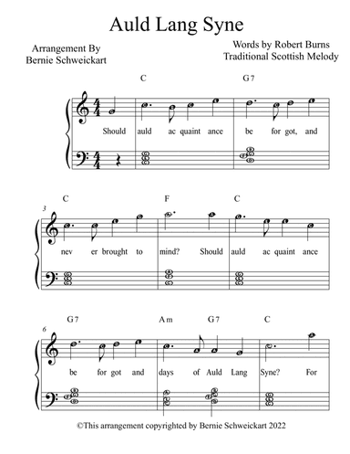Auld Lang Syne EASY BIG NOTE VERSION