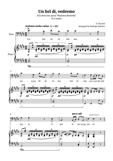 Un Bel Di Vedremo (from Madama Butterfly) - for Bass - in E major