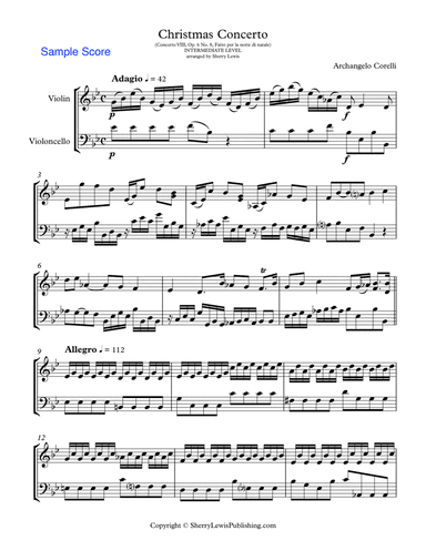 CHRISTMAS CONCERTO - Adagio & Allegro - STRING DUO - (Violin and Cello) Concerto VIII Op. 6 No. 8, F