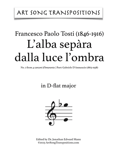 TOSTI: L'alba sepàra dalla luce l'ombra (transposed to D-flat major and C major)