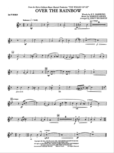 Over the Rainbow: 1st F Horn
