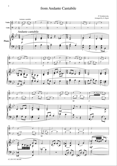Tchaikowsky from Andante Cantabile, for piano trio, PT002
