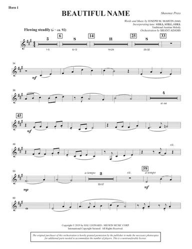 Beautiful Name (Orchestra) - F Horn 1