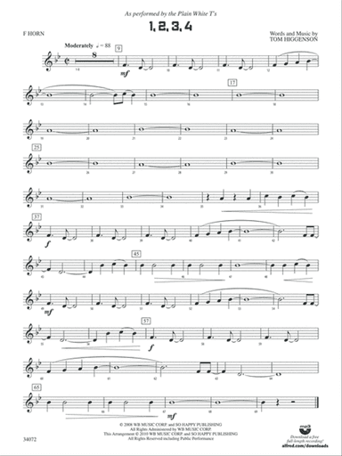 1, 2, 3, 4: 1st F Horn