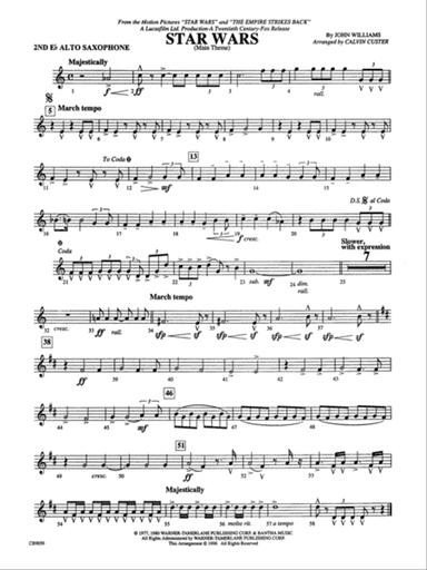 Star Wars Main Theme: 2nd E-flat Alto Saxophone