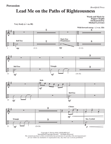 Lead Me on the Paths of Righteousness - Percussion 1 & 2