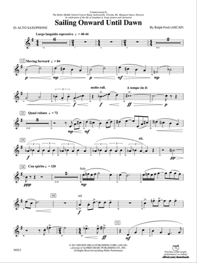 Sailing Onward Until Dawn: E-flat Alto Saxophone
