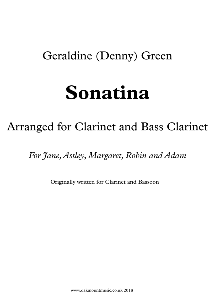 Sonatina For Clarinet And Bass Clarinet (Originally for clarinet and bassoon)