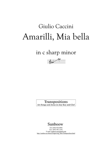 Caccini: Amarilli, mia bella (transposed to c sharp minor)