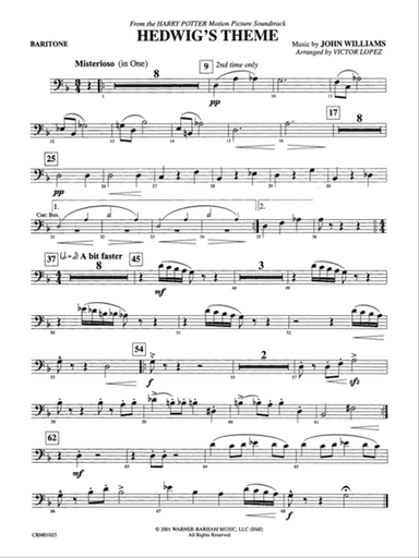 Hedwig's Theme (from Harry Potter): Baritone B.C.