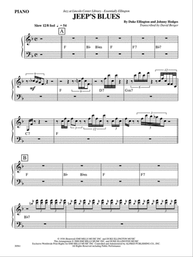 Jeep's Blues: Piano Accompaniment