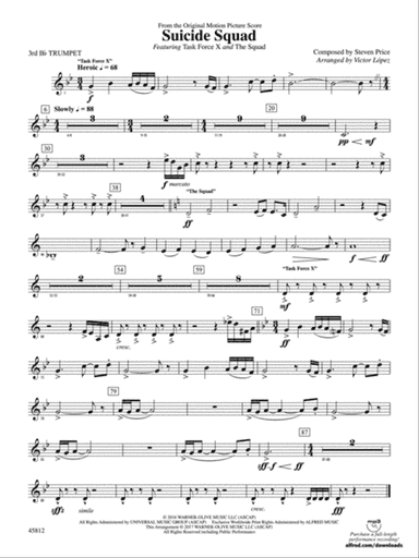 Suicide Squad: 3rd B-flat Trumpet