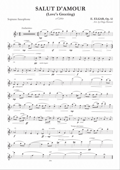 Salut d'Amour (Love's Greeting) for Saxophone Quartet