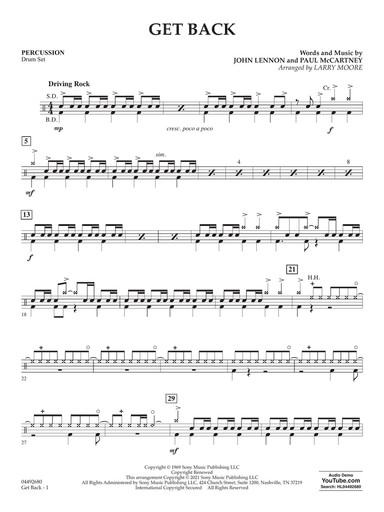 Get Back (arr. Larry Moore) - Percussion