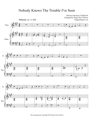 Nobody Knows The Trouble I've Seen - Flute with piano accompaniment