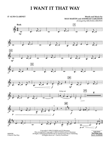 I Want It That Way (arr. Michael Brown) - Eb Alto Clarinet