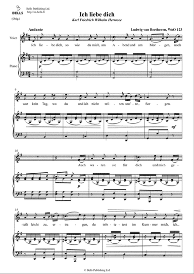 Ich liebe dich, WoO 123 (Original key. G Major)