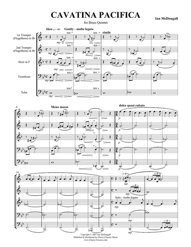 Cavatina Pacifica for Brass Quintet
