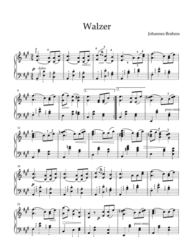 Brahms - Waltz in A Flat Major Op. 39 no.15