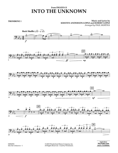 Into the Unknown (from Disney's Frozen 2) (arr. Paul Murtha) - Trombone 1