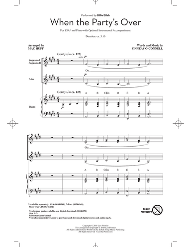 when the party's over (arr. Mac Huff)