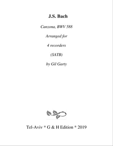 Canzona, BWV 588 (Arrangement for 4 recorders (SATB))