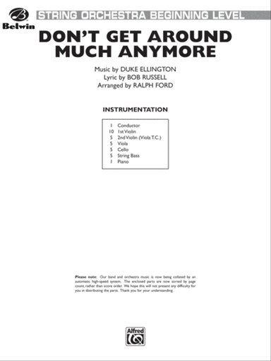 Don't Get Around Much Anymore: Score