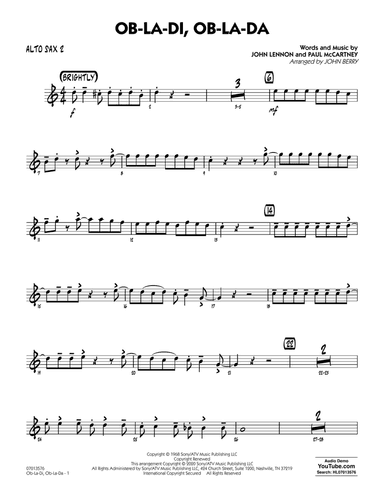 Ob-La-Di, Ob-La-Da (arr. John Berry) - Alto Sax 2
