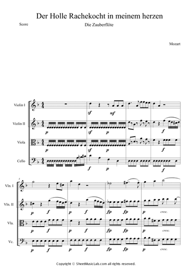 Der Holle Rache kocht in meinem herzen Easy Version