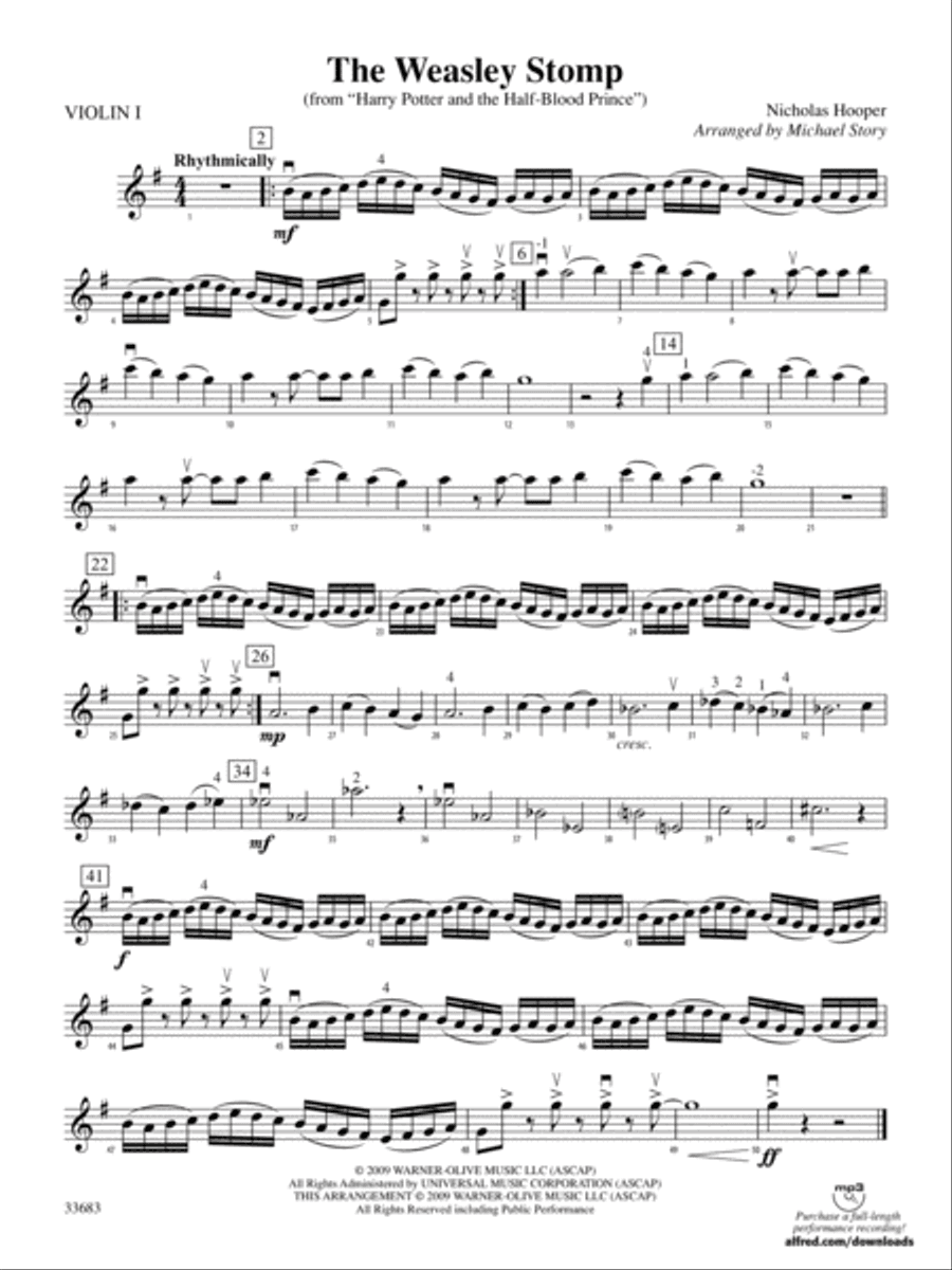 The Weasley Stomp (from Harry Potter and the Half-Blood Prince): 1st Violin