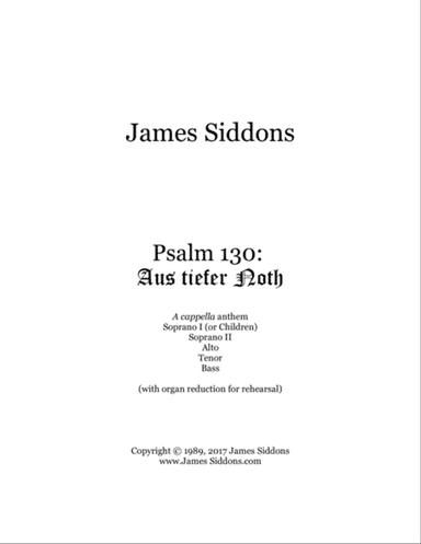Psalm 130: Aus tiefer Noth