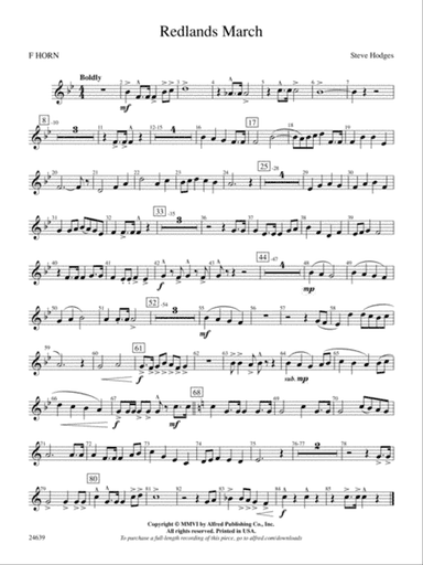 Redlands March: 1st F Horn