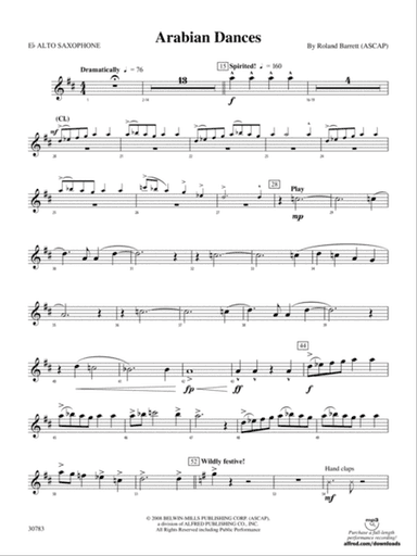 Arabian Dances: E-flat Alto Saxophone