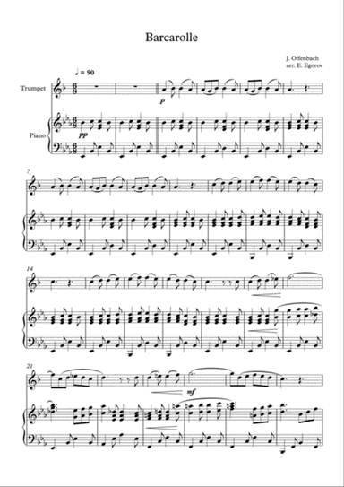 Barcarolle, Jacques Offenbach, For Trumpet & Piano