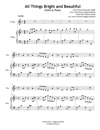 All Things Bright and Beautiful (Violin & Piano)