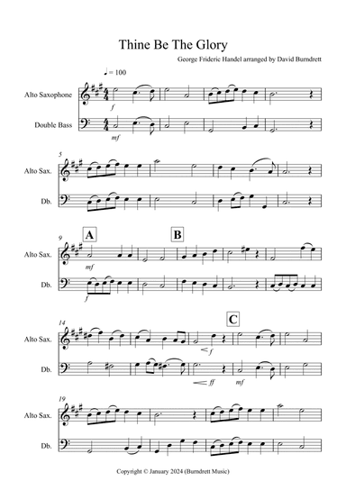 Thine Be The Glory for Flute and Alto Saxophone and Double Bass Duet