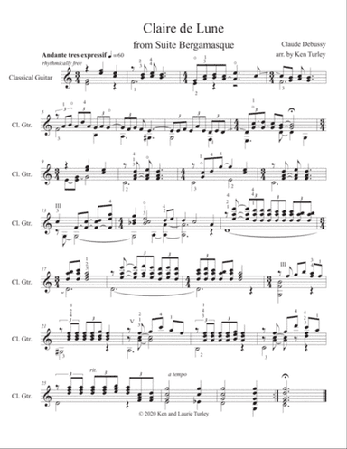 Classical Guitar "Claire de Lune" by Claude Debussy