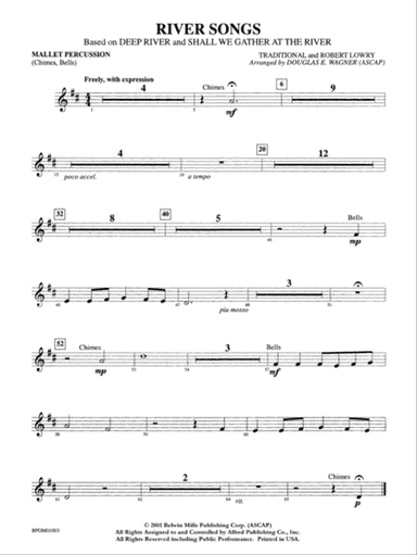 River Songs (based on "Deep River" and "Shall We Gather at the River"): Mallets