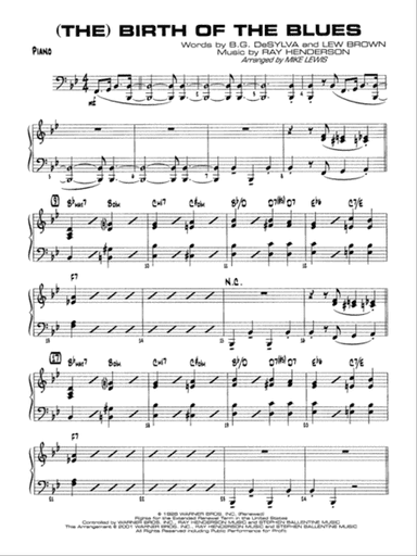 (The) Birth of the Blues: Piano Accompaniment