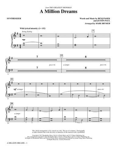 A Million Dreams (from The Greatest Showman) (arr. Mark Brymer) - Synthesizer