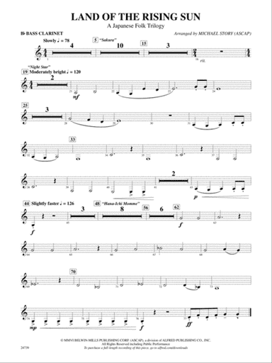 Land of the Rising Sun (A Japanese Folk Trilogy): B-flat Bass Clarinet