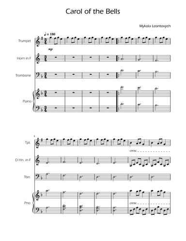 Carol of the Bells - Brass Trio w/ Piano