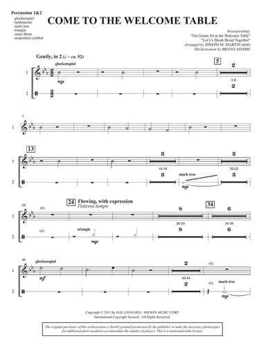 Come To The Welcome Table (Full Orchestra) - Percussion 1 & 2